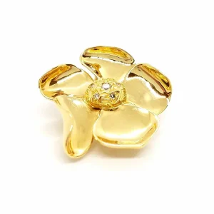 Poiray Pendentif Fleur Or jaune Diamant