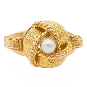 Bague Art déco Or rose, Or jaune Perle