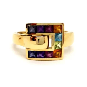Guy laroche Bague  Or jaune Améthyste, Citrine, Péridot
