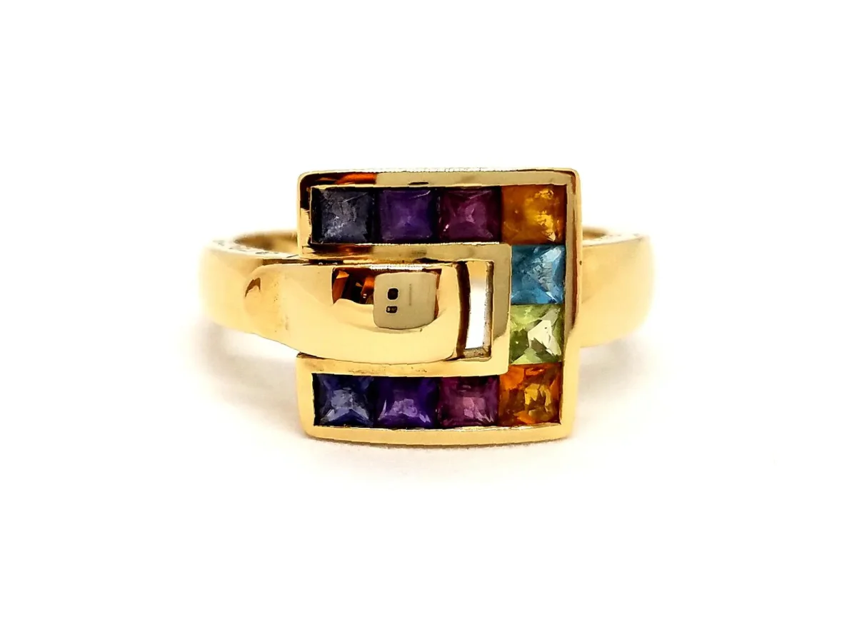 Guy laroche Bague Or jaune Améthyste, Citrine, Péridot
