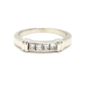 Bague Demi alliance Or blanc Diamant