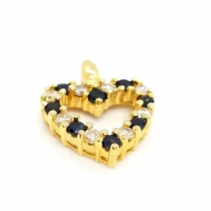 Pendentif Coeur Or jaune Diamant, Saphir