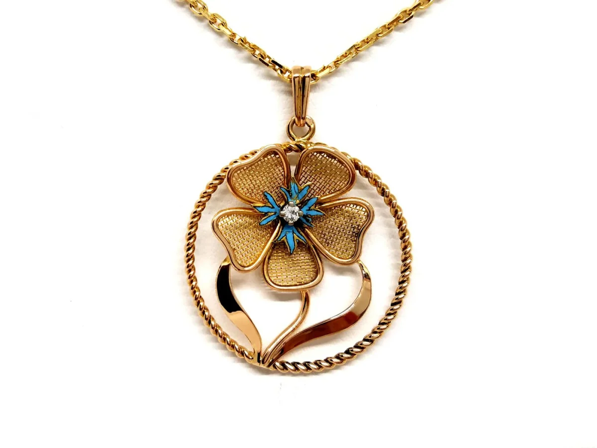 Collier Chaîne + pendentif Or jaune Diamant – Image 2