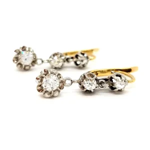 Boucles d'oreilles Art déco Or jaune, Or blanc Diamant