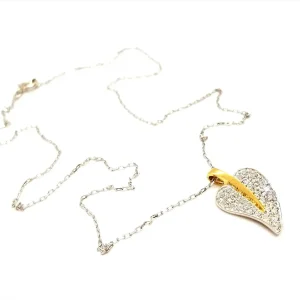 Collier Chaîne + pendentif Or blanc, Or jaune Diamant