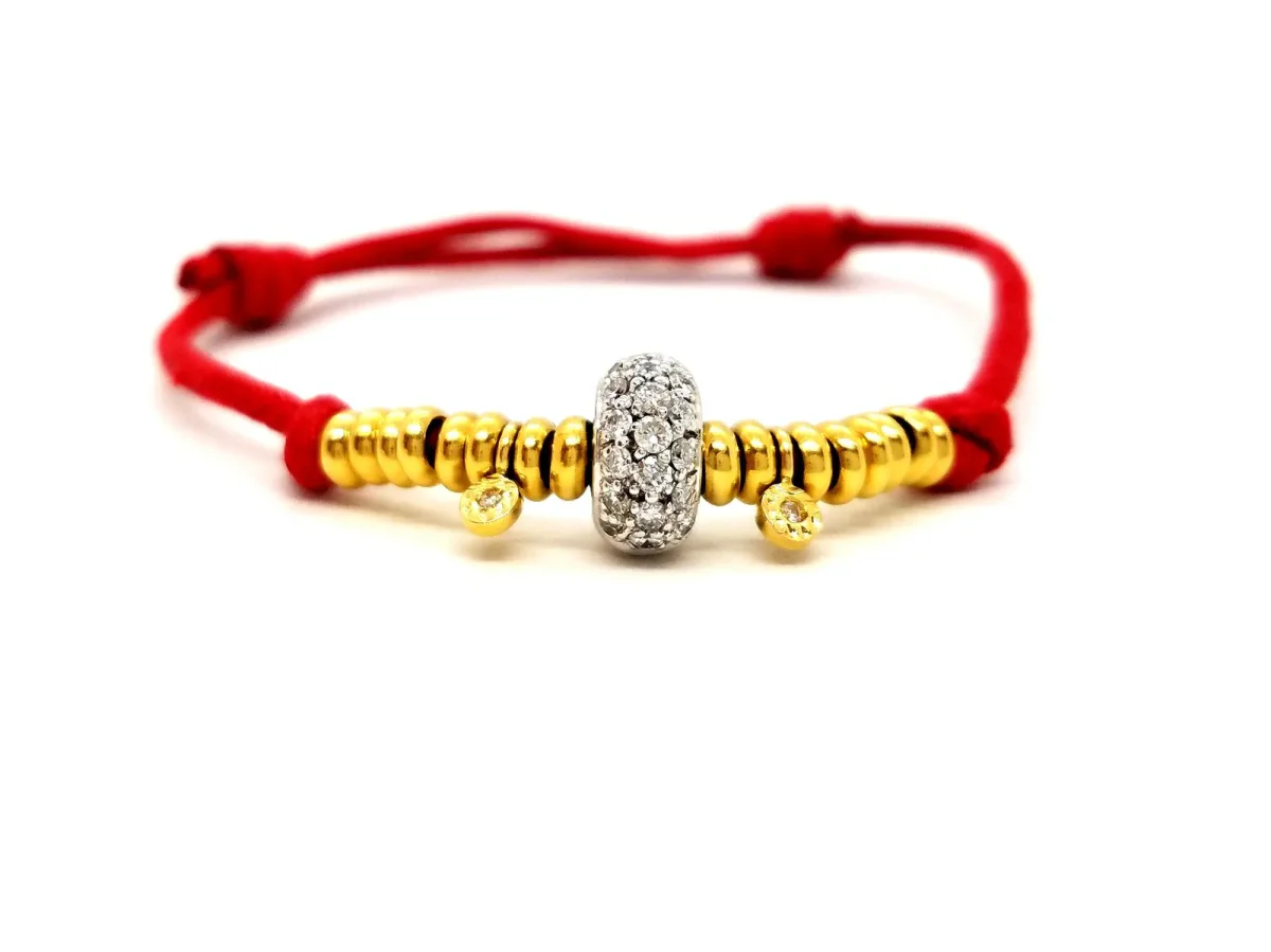Bracelet Cordon Or blanc, Or jaune Diamant