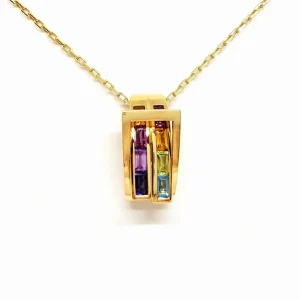 Guy laroche Collier Chaîne + pendentif  Or jaune Améthyste, Citrine, Péridot