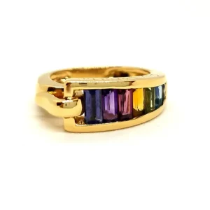 Guy laroche Bague  Or jaune Améthyste, Citrine, Péridot