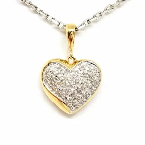 Collier Chaîne + pendentif Or blanc, Or jaune Diamant