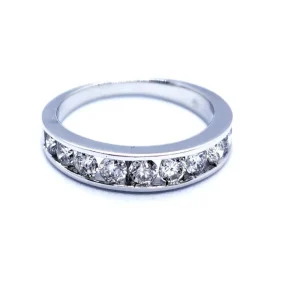 Bague Demi alliance Or blanc Diamant
