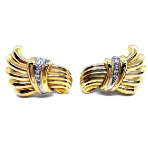 Boucles d'oreilles Clips Or jaune, Or blanc Diamant