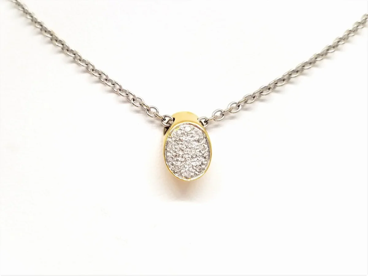 Collier Chaîne + pendentif Or blanc, Or jaune Diamant