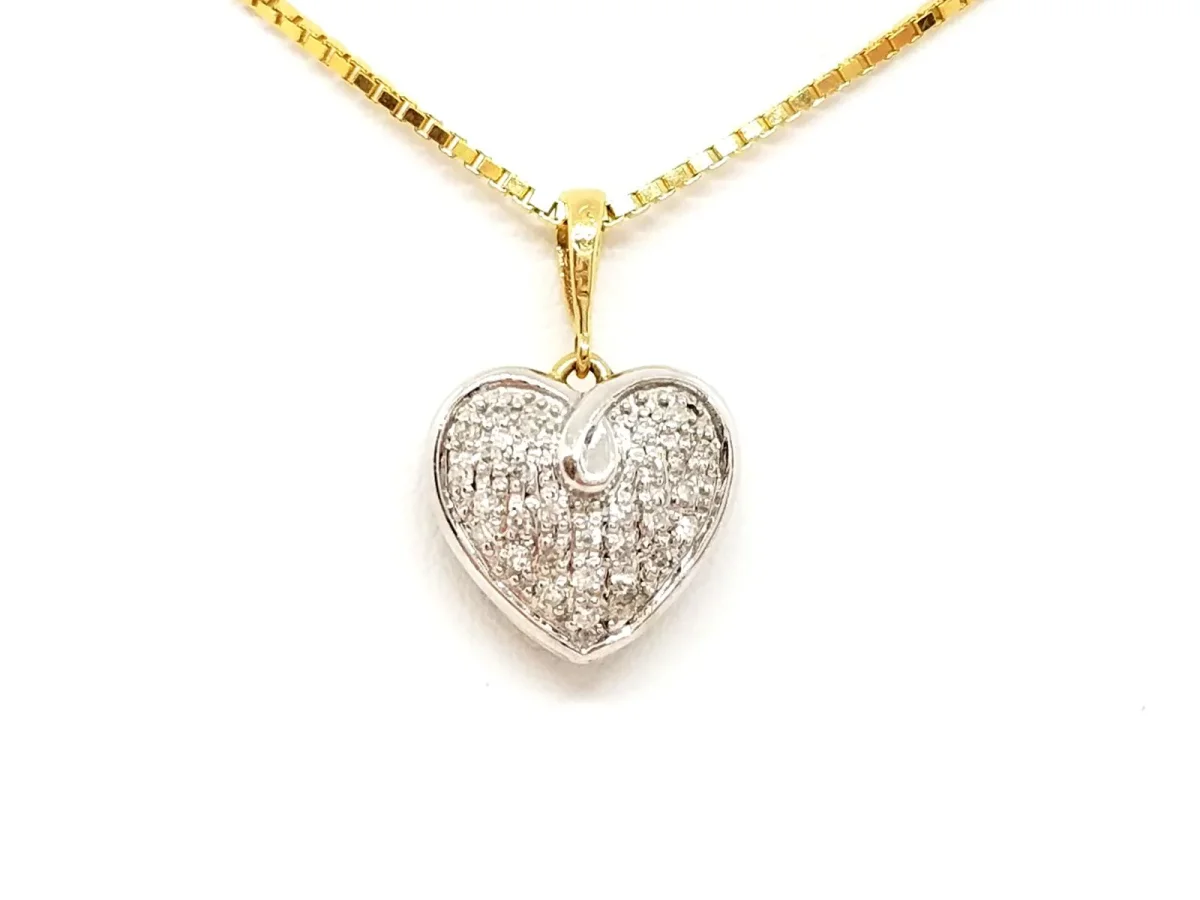 Collier Chaîne + pendentif Or jaune, Or blanc Diamant