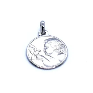 Pendentif Médaille Or blanc