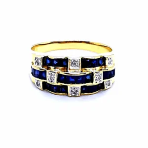 Bague Or jaune Saphir, Diamant