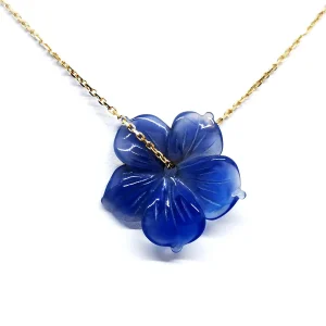 Collier Chaîne + pendentif Or jaune Calcédoine