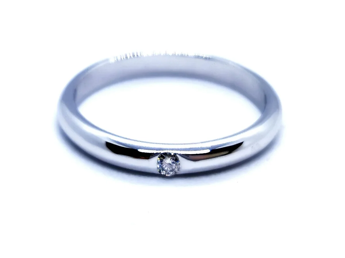 Bague Alliance Or blanc Diamant – Image 2