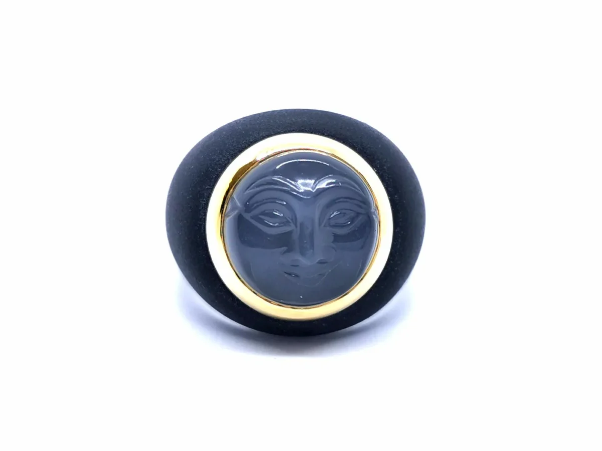 André benitah Bague Or jaune, Résine Pierre de lune – Image 2