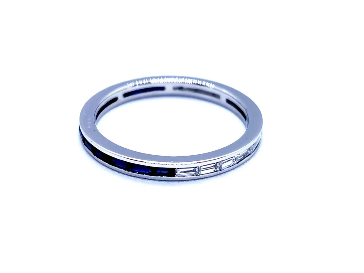 Bague Alliance Or blanc Diamant, Saphir – Image 2