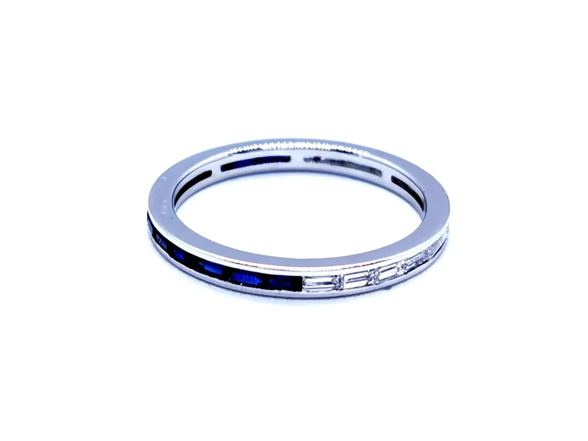 Bague Alliance Or blanc Diamant, Saphir – Image 3