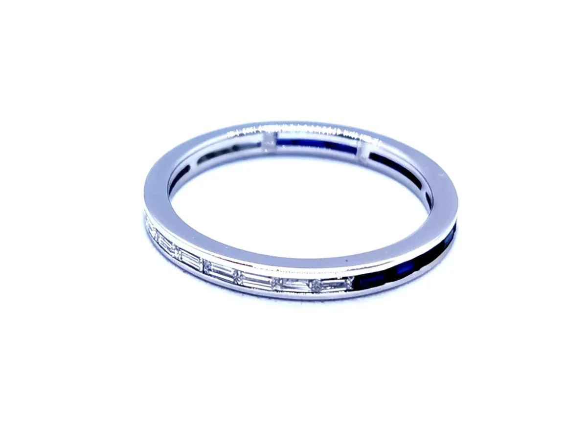 Bague Alliance Or blanc Diamant, Saphir – Image 6