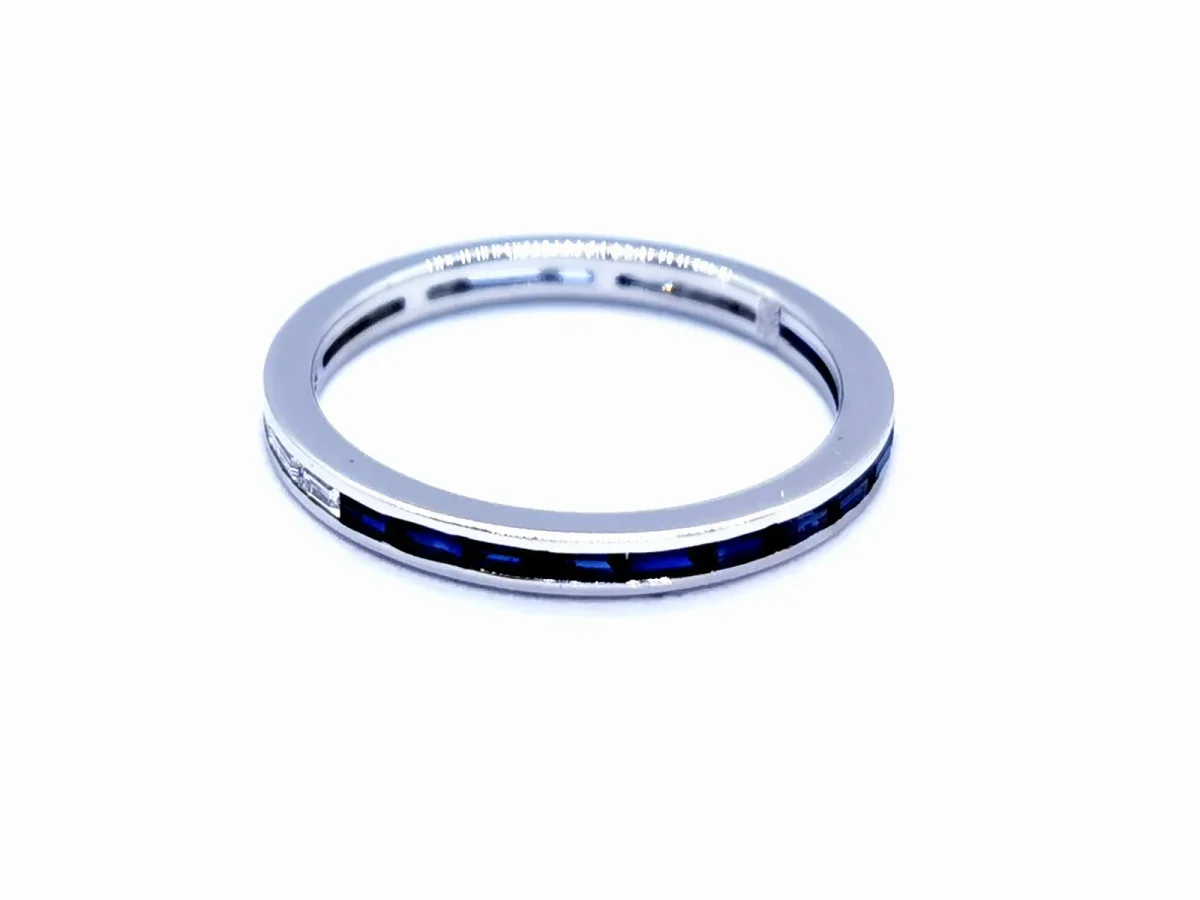 Bague Alliance Or blanc Diamant, Saphir – Image 7