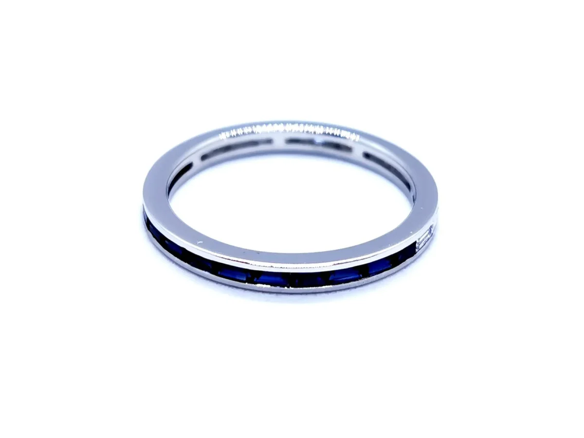 Bague Alliance Or blanc Diamant, Saphir – Image 8