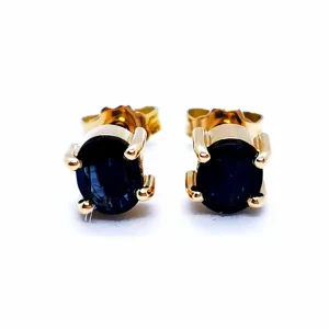 Boucles d'oreilles Puces Or jaune Saphir