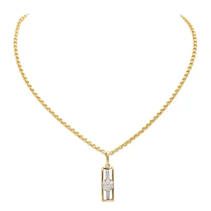 Collier Chaîne + pendentif Or jaune, Or blanc Diamant