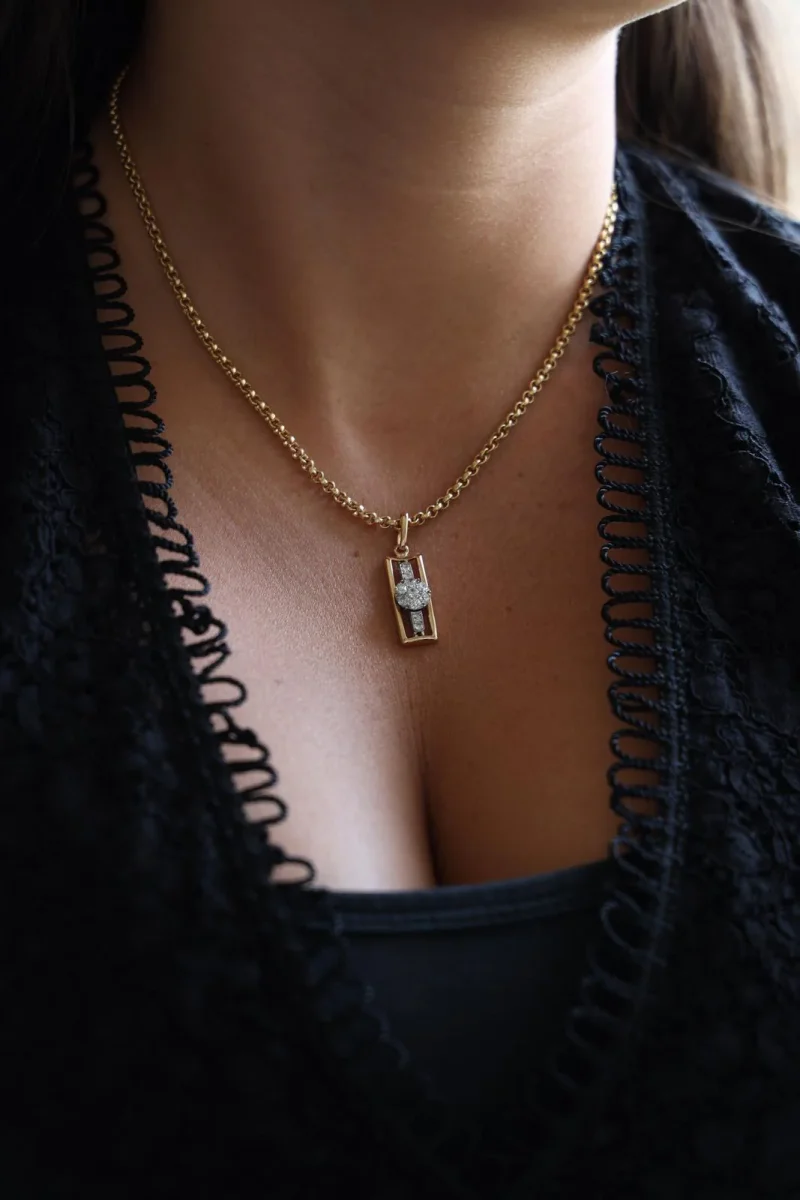 Collier Chaîne + pendentif Or jaune, Or blanc Diamant – Image 3