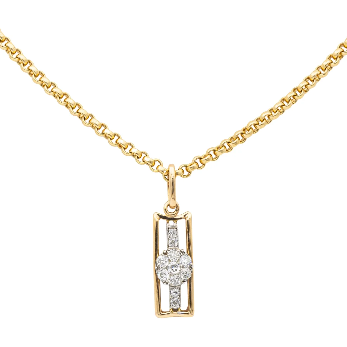 Collier Chaîne + pendentif Or jaune, Or blanc Diamant – Image 4