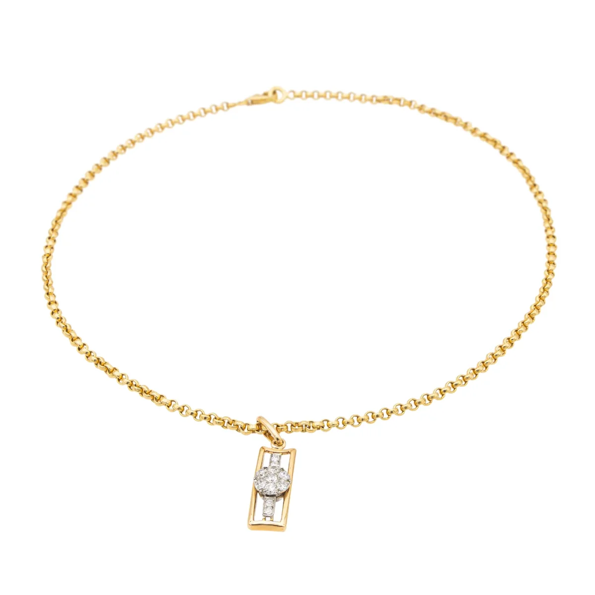 Collier Chaîne + pendentif Or jaune, Or blanc Diamant – Image 8