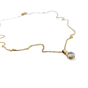 Collier Chaîne + pendentif Or jaune, Or blanc Diamant