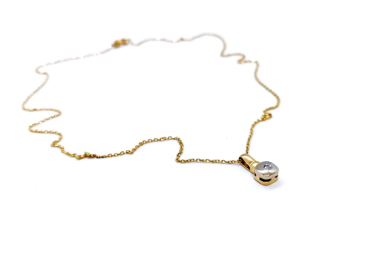 Collier Chaîne + pendentif Or jaune, Or blanc Diamant