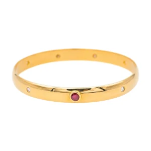 Bracelet Jonc Or jaune Rubis, Diamant